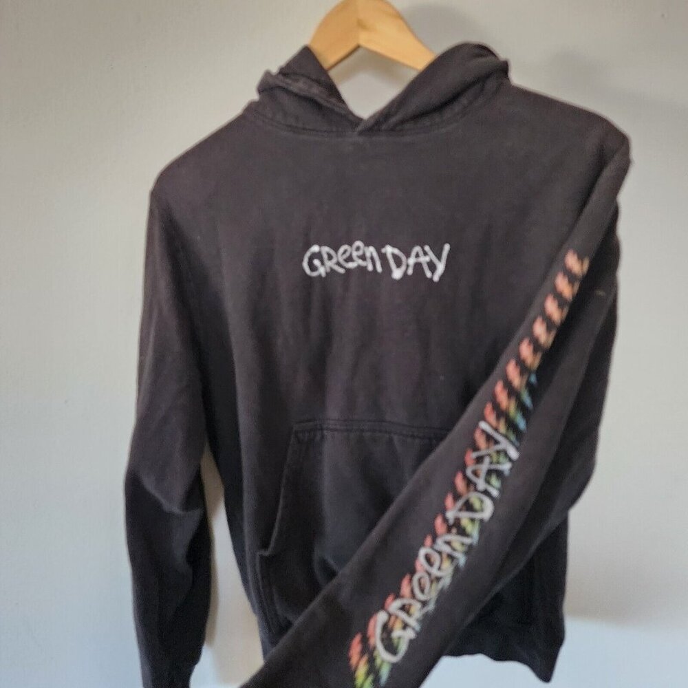Y2k Green Day Black Tultex 320 Hoodie Small Made in Mexico